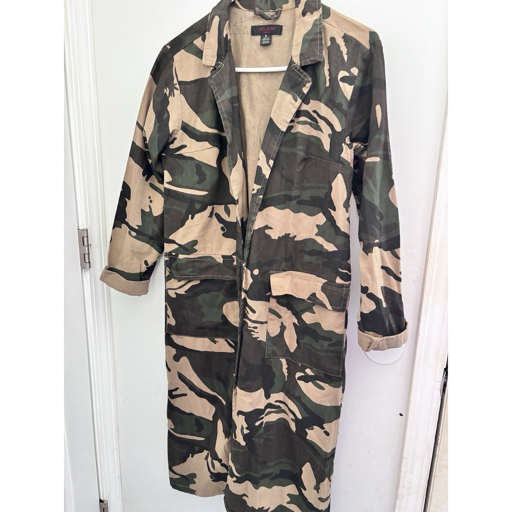 Camo Women's Long Camo Utility Jacket in Green and Tan